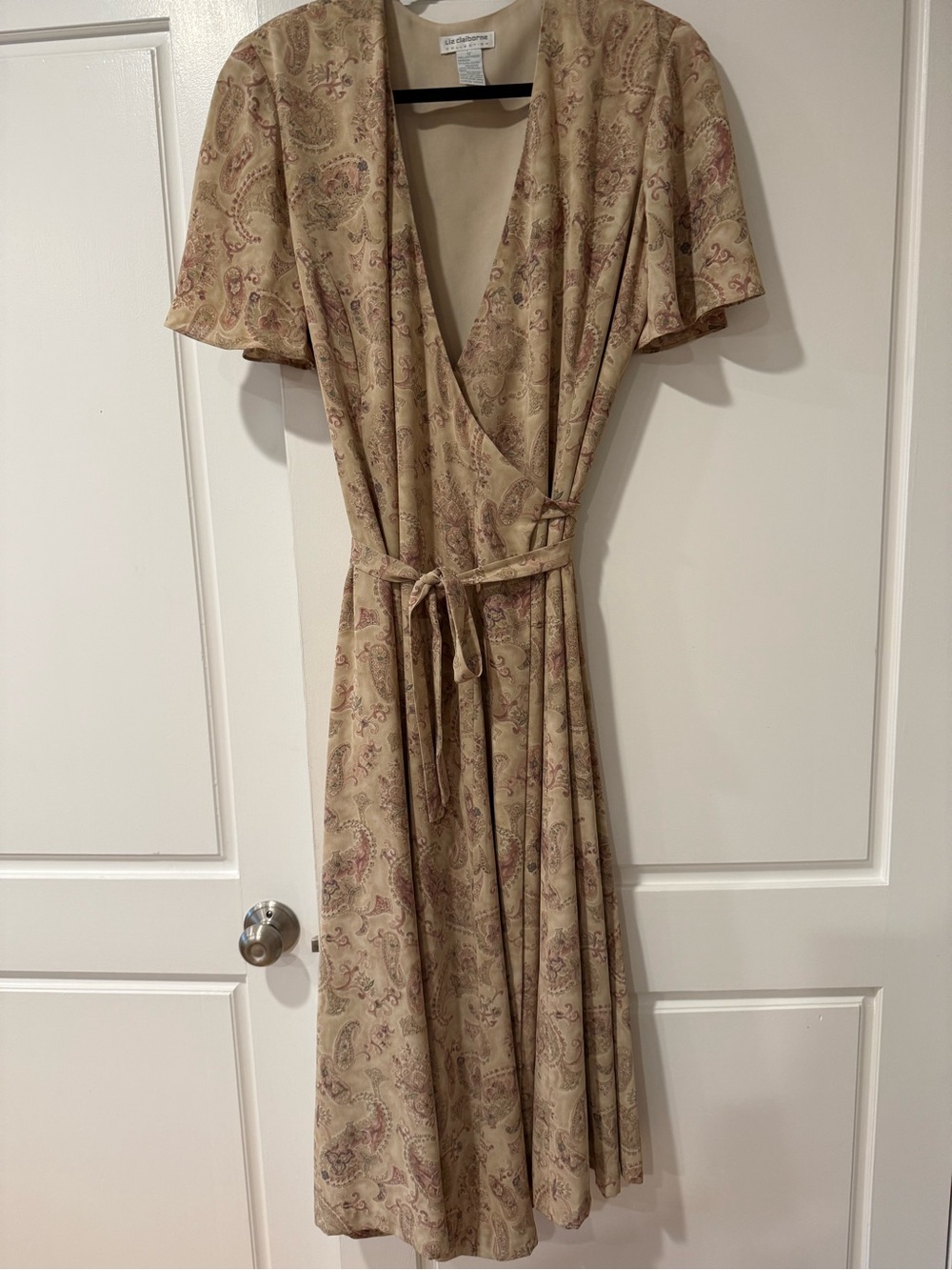 Vintage Liz Claiborne collection, midi muted tones Paisley Wrap Dress